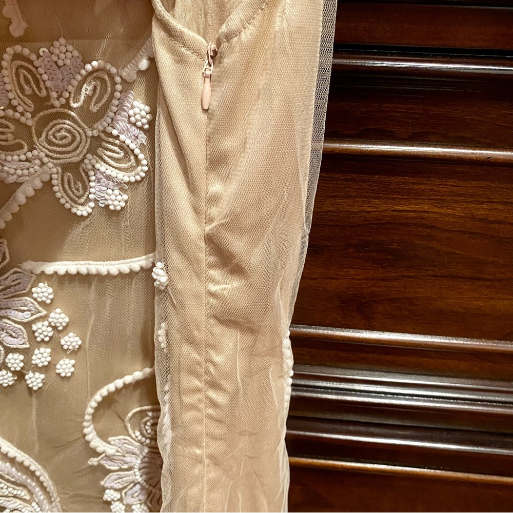 Boston Proper Hand Beaded Tulle Mini Dress | S - Picture 4 of 9